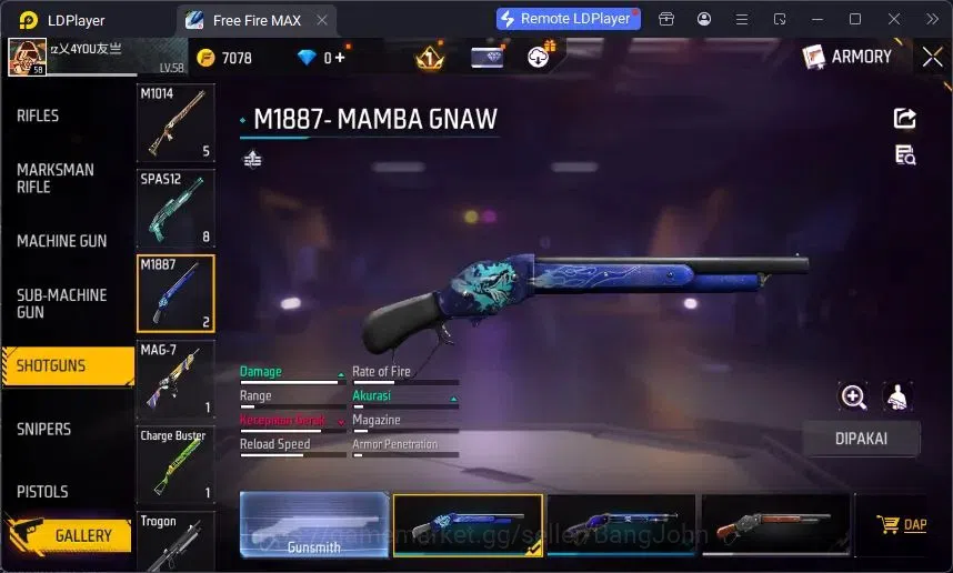 Free Fire Accounts Indonesia | Vault 220 | Evo MP5 Platinum Divinity  image 4