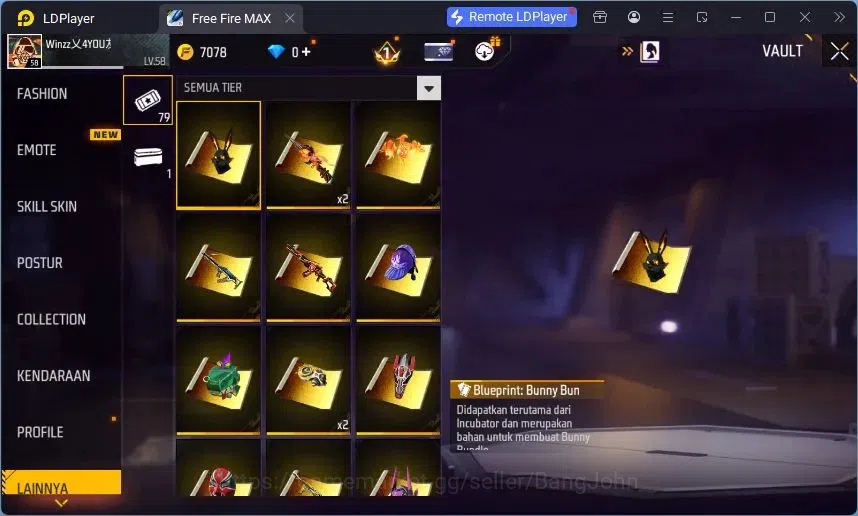 Free Fire Accounts Indonesia | Vault 220 | Evo MP5 Platinum Divinity  image 5