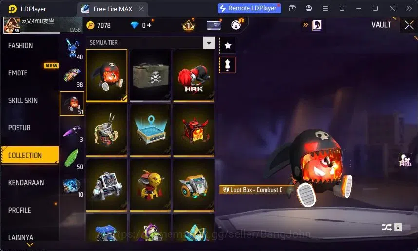 Free Fire Accounts Indonesia | Vault 220 | Evo MP5 Platinum Divinity  image 9