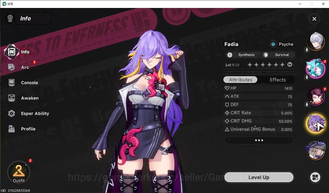 Neverness to Everness Accounts Europe|HL 3 | 4 S-class [Hotori+Sign, Fadia, Jiuyuan, Sakiri] |Orchid Breeze Glider| Male MC 3