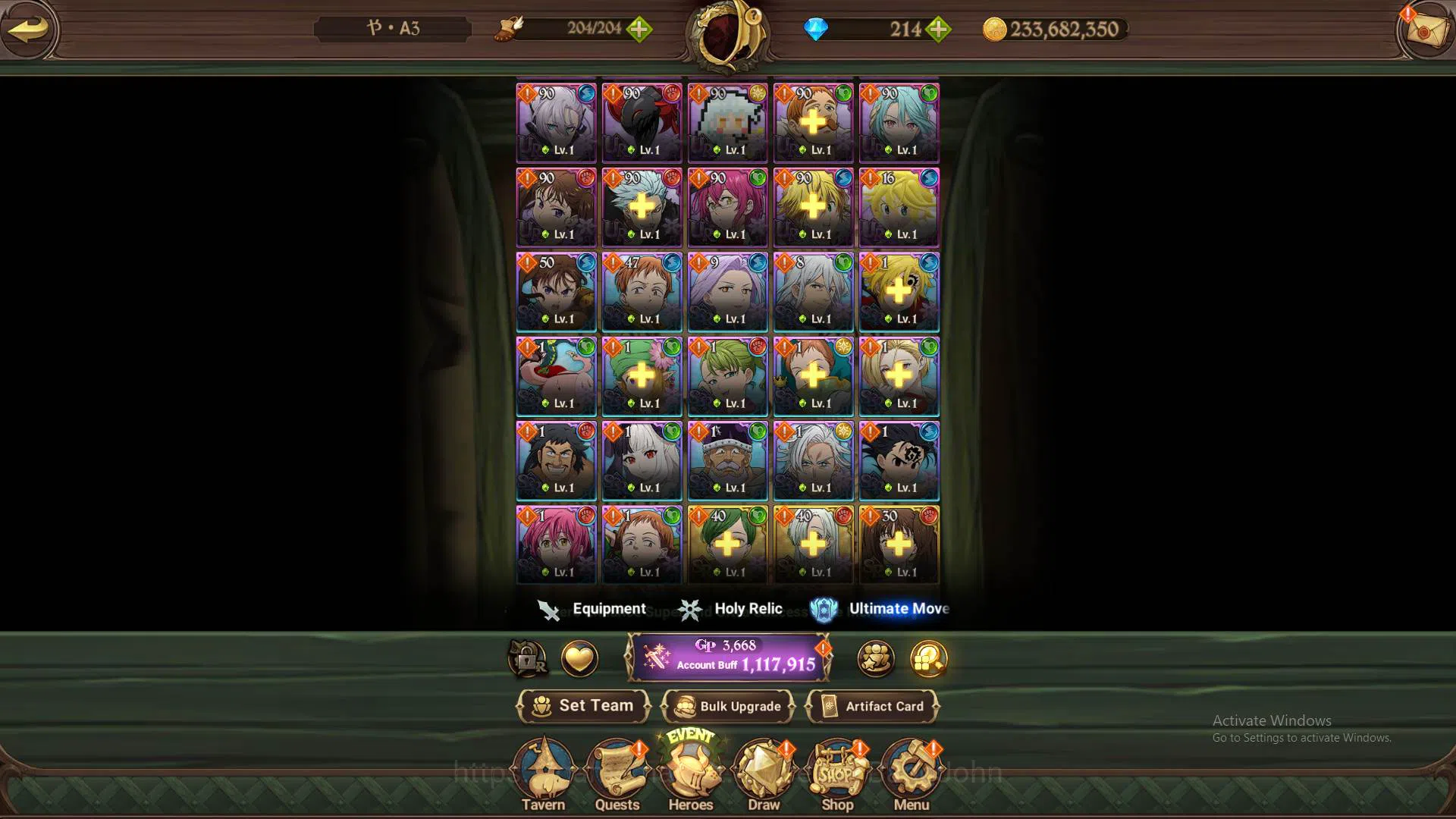 The Seven Deadly Sins: Grand Cross Accounts ASIA|1.1m CC|DM 214|1LR ELizabeth|UR Demon King Me image 4