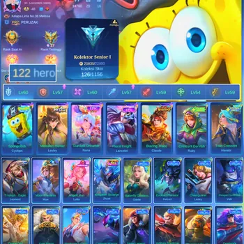 Mobile Legends: Bang Bang Accounts Others HERO 122 SKIN 126 | EMBLEM GOOD | CYPLOPS SPOBENGEBOB| EPIC NANA | EPIC LANCELOT