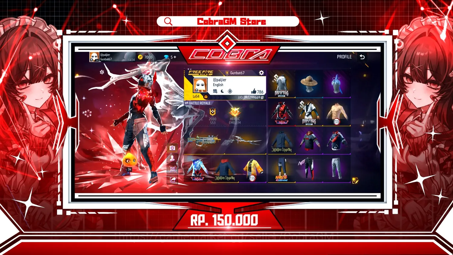 Free Fire Accounts Akun Free Fire Vault 121 | Dreamspace | Rampage | Inosuke | Jerami | Angel | Cluber | Magumi | Zenitsu 1
