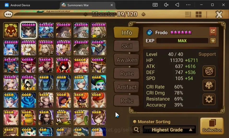 Summoners War: Sky Arena Accounts GLOBAL Lv 82|1 LD[Gandalf Light]|21 Total NB5[Anav image 10