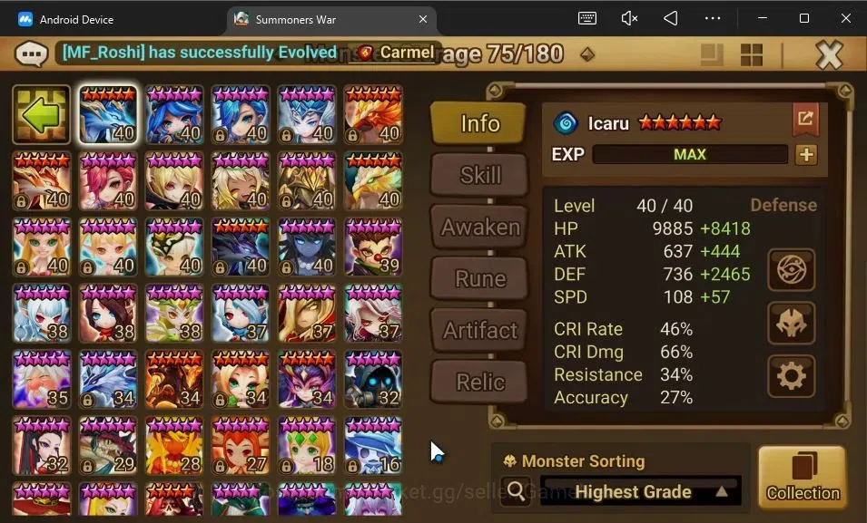 Summoners War: Sky Arena Accounts GLOBAL Lv 82|1 LD[Gandalf Light]|21 Total NB5[Anav image 12