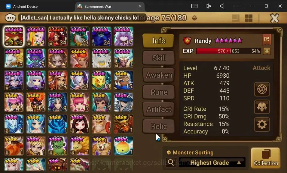 Summoners War: Sky Arena Accounts GLOBAL Lv 82|1 LD[Gandalf Light]|21 Total NB5[Anav image 13