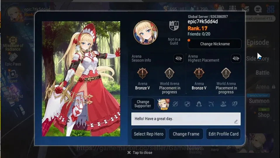 Epic Seven Accounts GLOBAL Unverif|New Era|2 ML(Rhianna&Luciella,NM Lu image 2