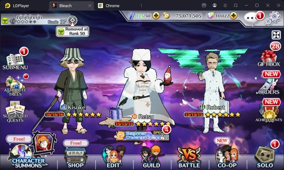 Bleach: Brave Souls Accounts Starter Global |105K BP+10K Orb|Fresh Story|2 *6 (W Vol.2)Tikets|Robert TYBW24|Retsu 1