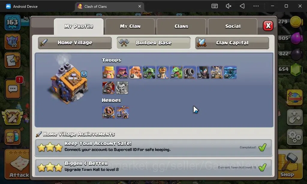 Clash of Clans Accounts LV 163|TH 15-BH 9|HH 9|Limited Skin|BK 42,AQ 53,GW image 5