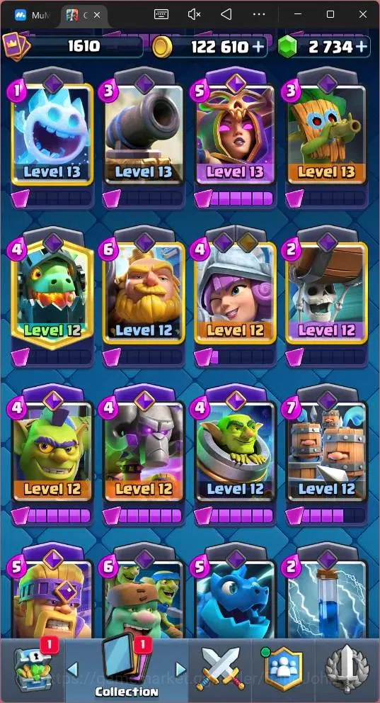 Clash Royale Accounts Global |CL 1610|KTL 15|Trophy 10274|121 Cards|6 Ma image 10