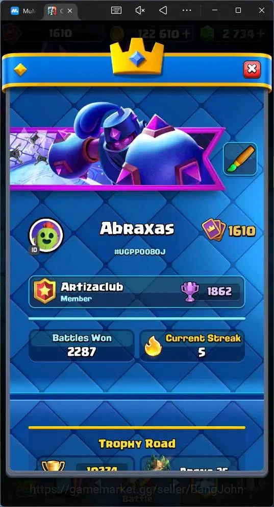 Clash Royale Accounts Global |CL 1610|KTL 15|Trophy 10274|121 Cards|6 Ma image 3