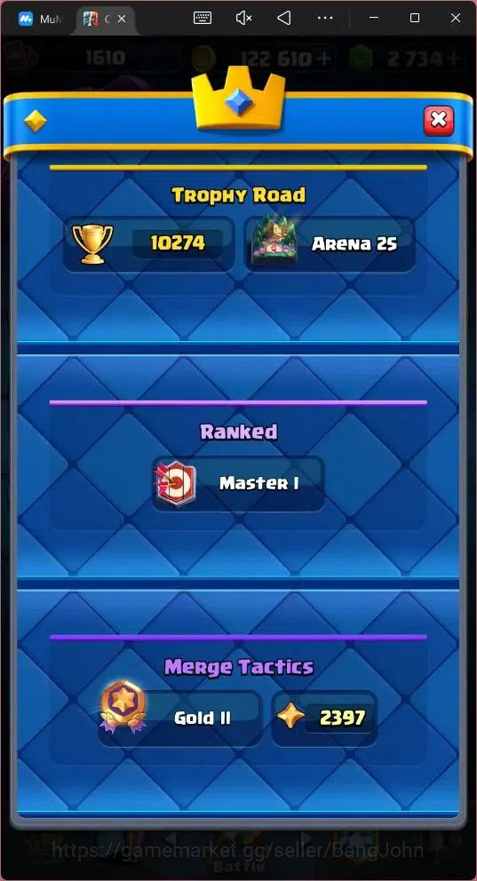 Clash Royale Accounts Global |CL 1610|KTL 15|Trophy 10274|121 Cards|6 Ma image 4