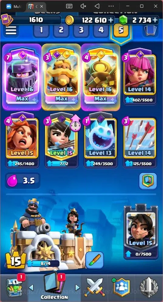 Clash Royale Accounts Global |CL 1610|KTL 15|Trophy 10274|121 Cards|6 Ma image 6