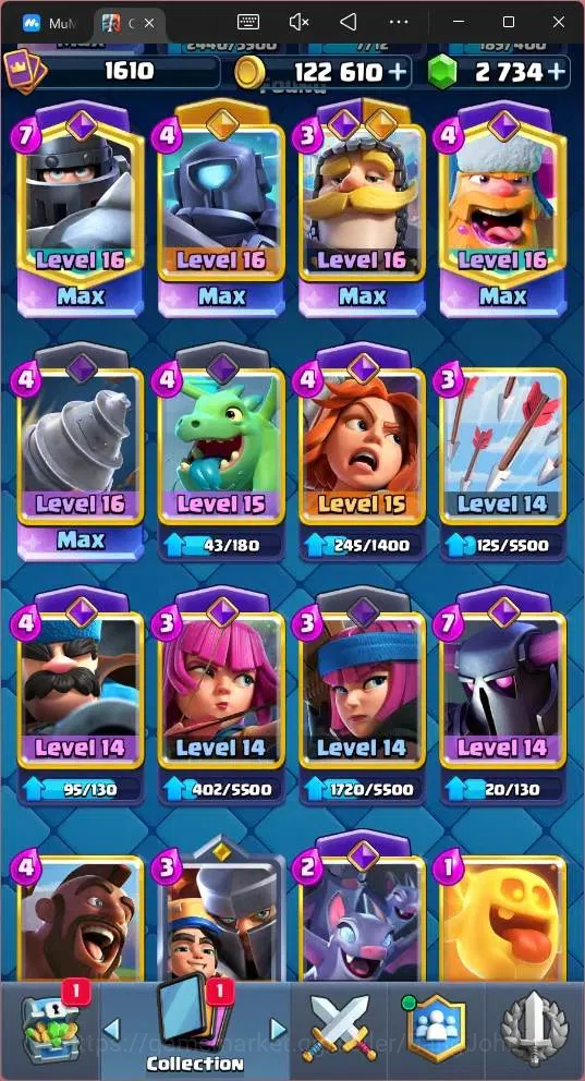 Clash Royale Accounts Global |CL 1610|KTL 15|Trophy 10274|121 Cards|6 Ma image 8