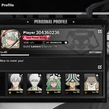 BLEACH: Soul Resonance Accounts NuverseSEA|LV 61|10 SSR [Ichigo IH,Nelliel,Gin,Ika image 1