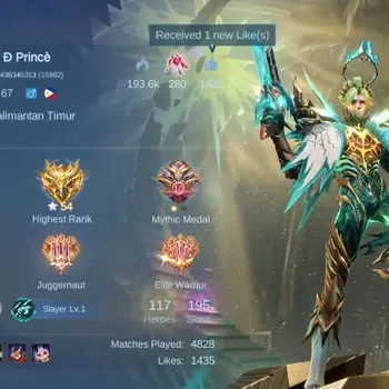 Mobile Legends: Bang Bang Accounts Collector Hero 117|Skin 195|Ex Glory 54|PRIME Granger,Annual Angela,CC