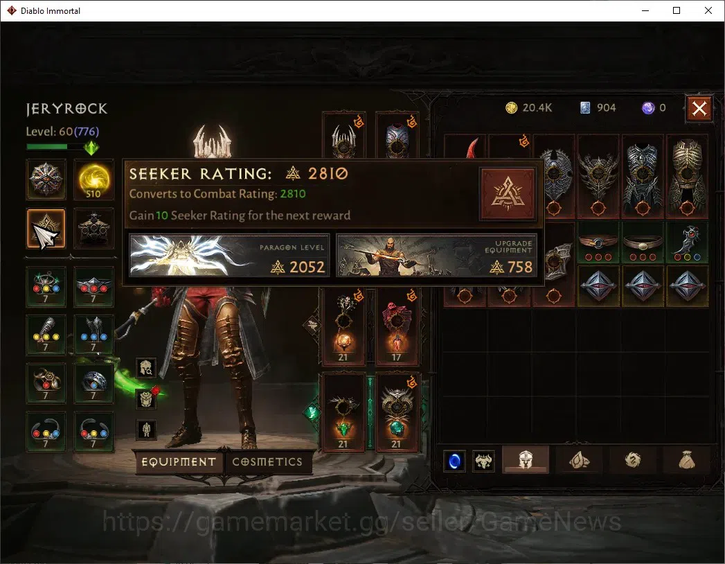 Diablo Immortal Accounts SEA-Vasily|CS ON|Lv60(776)|Crusader|43k CR|Reso 51 image 5