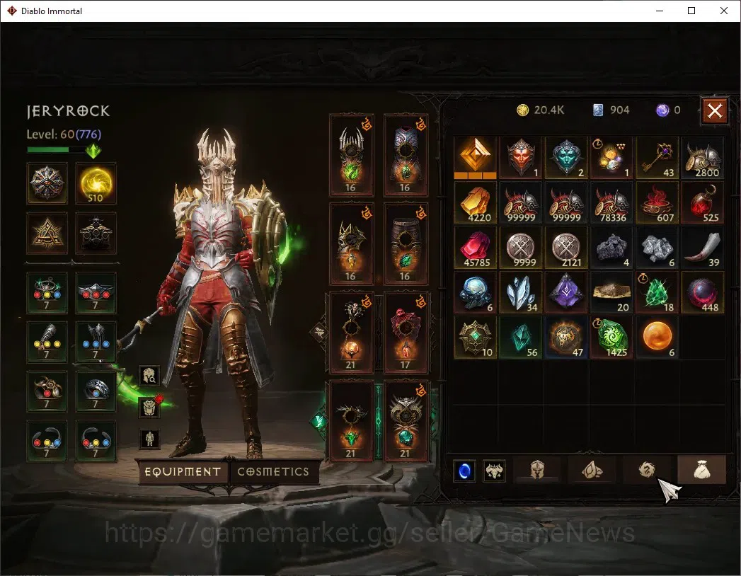 Diablo Immortal Accounts SEA-Vasily|CS ON|Lv60(776)|Crusader|43k CR|Reso 51 image 7