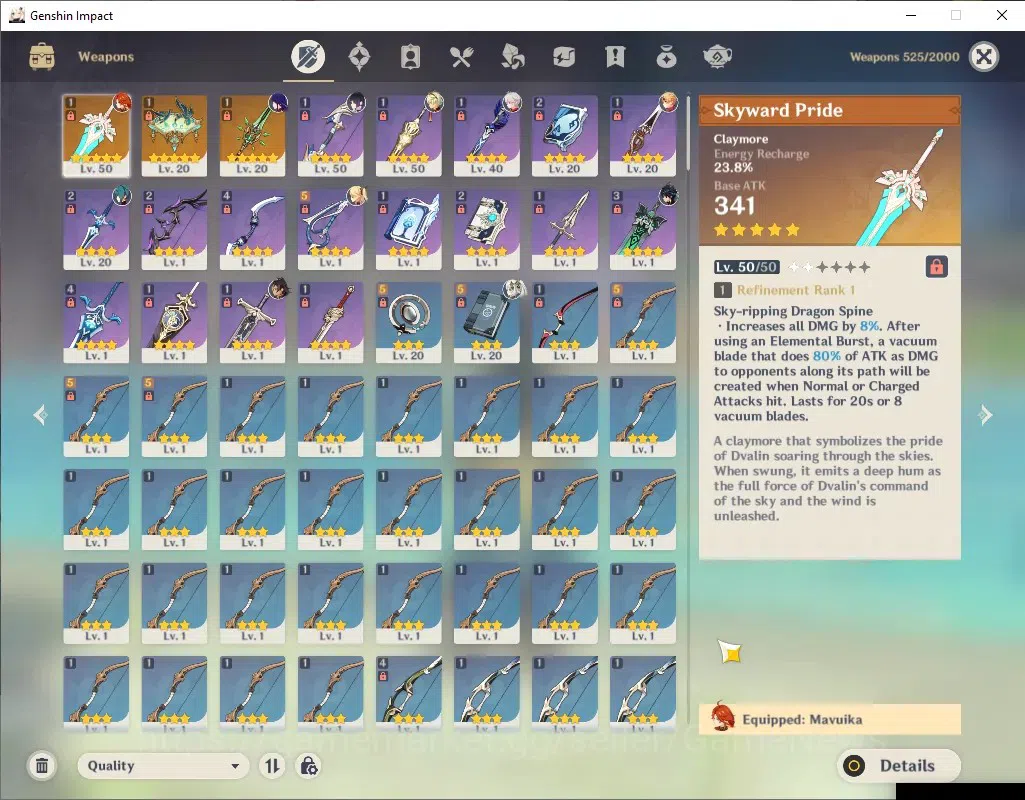 Genshin Impact Accounts ASIA|AR 29|6 Limited + 3 (*5 Weapon)|Mavu,Raiden,Y image 3