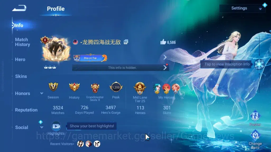 Honor of Kings Accounts Hero113 Skin301|Nobi 8|Flawless(Daji,LadyZhen,Mai) image 2