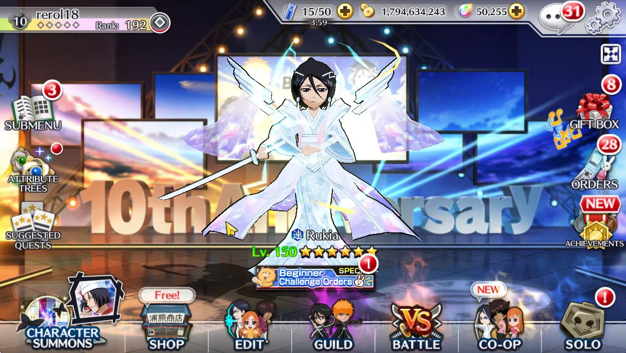 Bleach: Brave Souls Accounts Mid-Tier GLOBAL 50K Orb|Rukia 10Th Anniv,SoulRaper(Shunsui,Jushiro),TYBW25 2