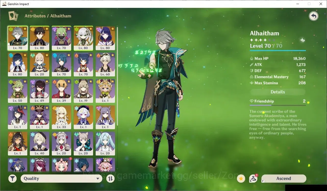 Genshin Impact Accounts Others ASIA|AR 51|5 Limited+1(*5 Weapon)|(Alhaitham, Nahida, yelan, Zhongli, Raiden C1)|Low 4