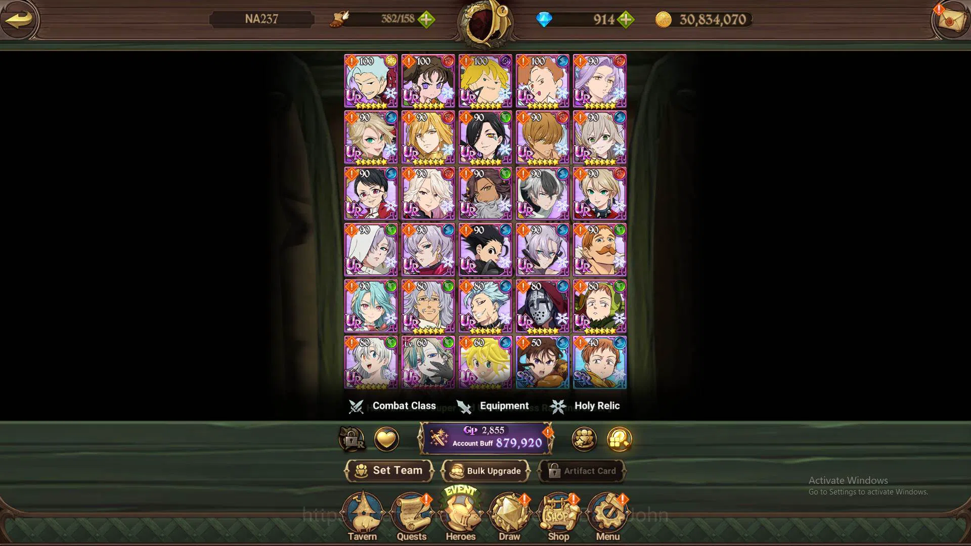 The Seven Deadly Sins: Grand Cross Accounts Others GLOBAL|879K CC|DM 914|UR meta Salos & DKM,etc|More Detail Check SS|7DS365B 2