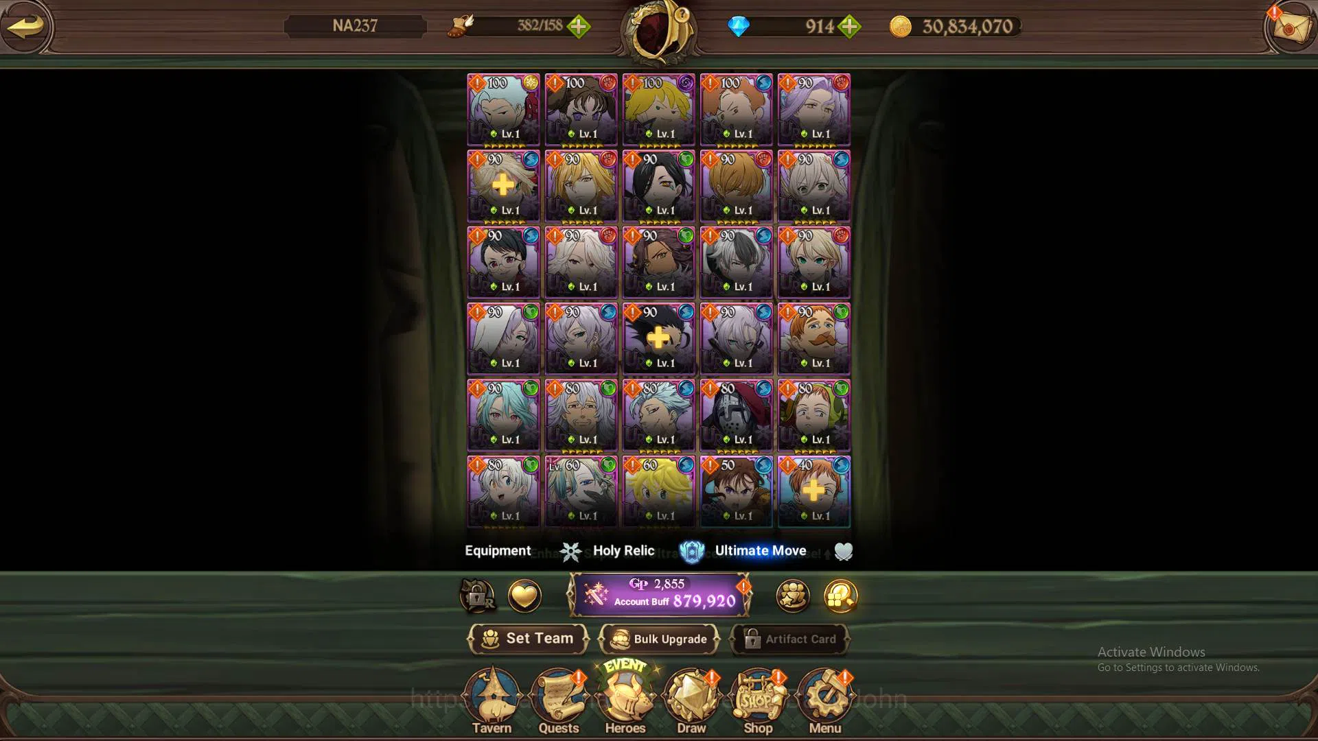 The Seven Deadly Sins: Grand Cross Accounts Others GLOBAL|879K CC|DM 914|UR meta Salos & DKM,etc|More Detail Check SS|7DS365B 3