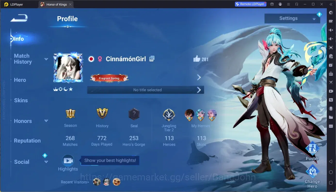 Honor of Kings Accounts Global | 113H 113S | 2 Legend: Lady Sun, Allain | image 1