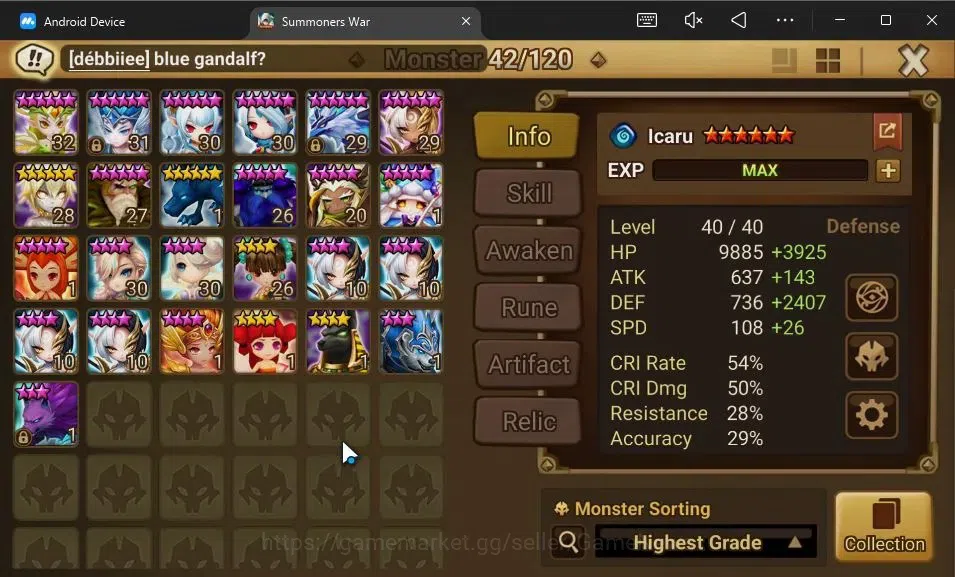 Summoners War: Sky Arena Accounts GLOBAL Lv100|1 LD[Grogen]|20 Total NB5[Layla,Adria image 11