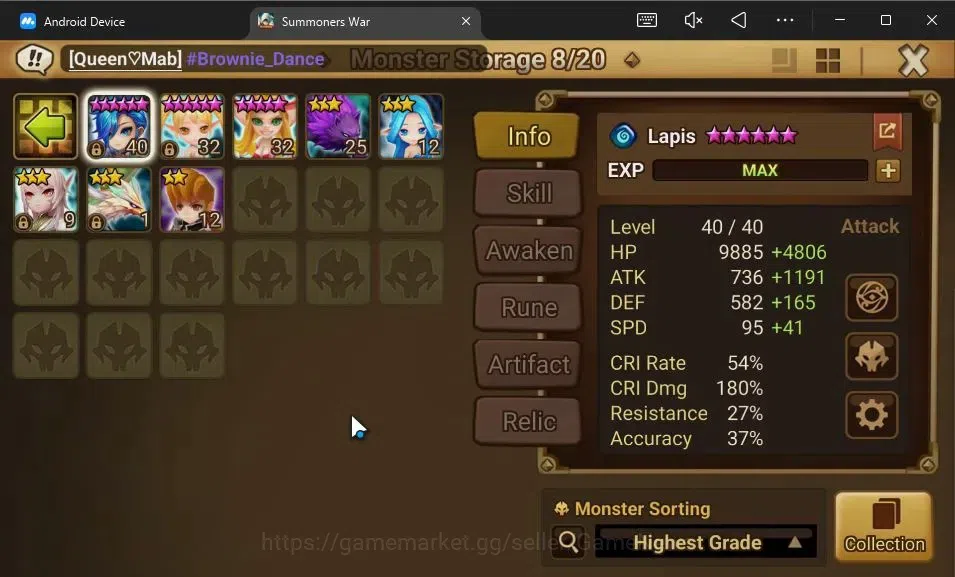Summoners War: Sky Arena Accounts GLOBAL Lv100|1 LD[Grogen]|20 Total NB5[Layla,Adria image 12