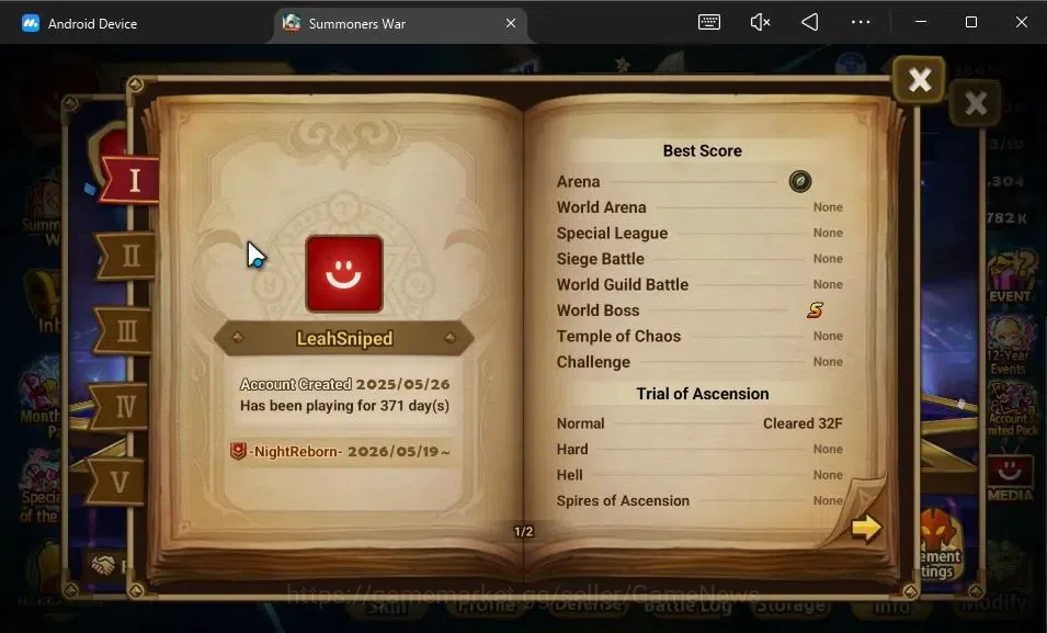 Summoners War: Sky Arena Accounts GLOBAL Lv100|1 LD[Grogen]|20 Total NB5[Layla,Adria image 3
