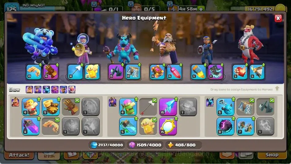 Clash of Clans Accounts Global |TH 15-BH 5|LVL 125|BK 54,AQ 58,MP 42,GW 43 image 11