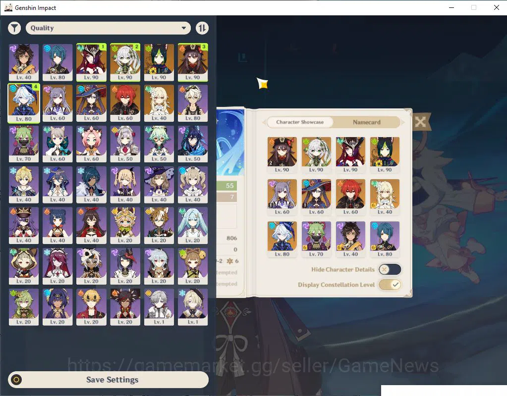 Genshin Impact Accounts Mid Game ASIA|AR 55|4 Limited + 2(*5Weapon)| HuTao C2+Sign,Nahida+Sign,Furina,Chasca |MC Female|Take 2