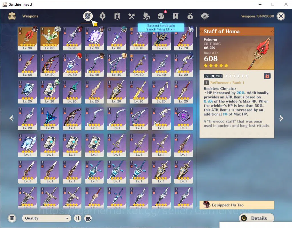 Genshin Impact Accounts Mid Game ASIA|AR 55|4 Limited + 2(*5Weapon)| HuTao C2+Sign,Nahida+Sign,Furina,Chasca |MC Female|Take 5