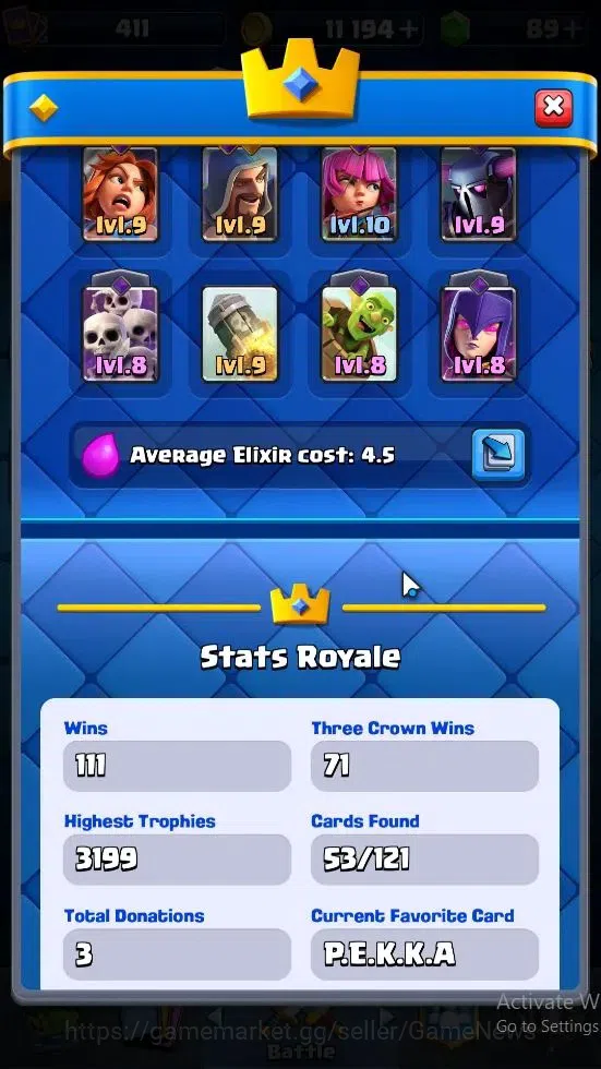 Clash Royale Accounts Lvl 411|KTL 10|Trophy 3199|Card 53|1 Hero 3 EVO| 9 image 3