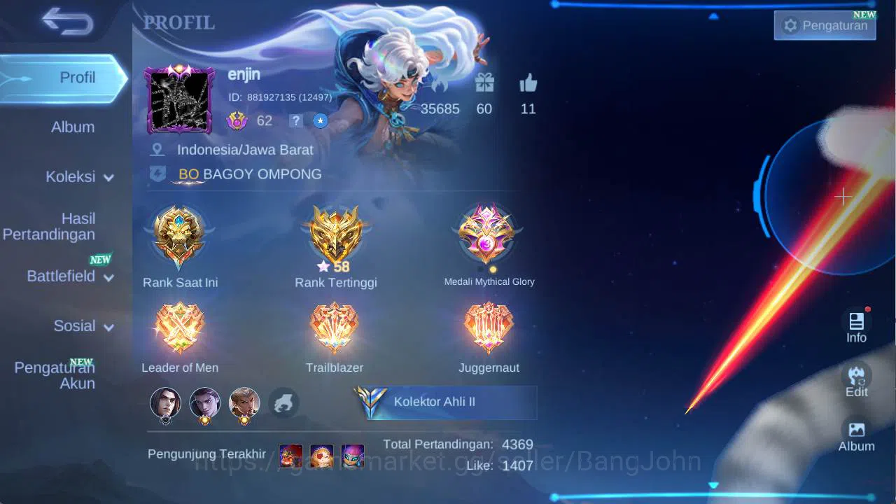 Mobile Legends: Bang Bang Accounts hero 111 skin 176 sanrio florin, saber rafaela, dr image 14