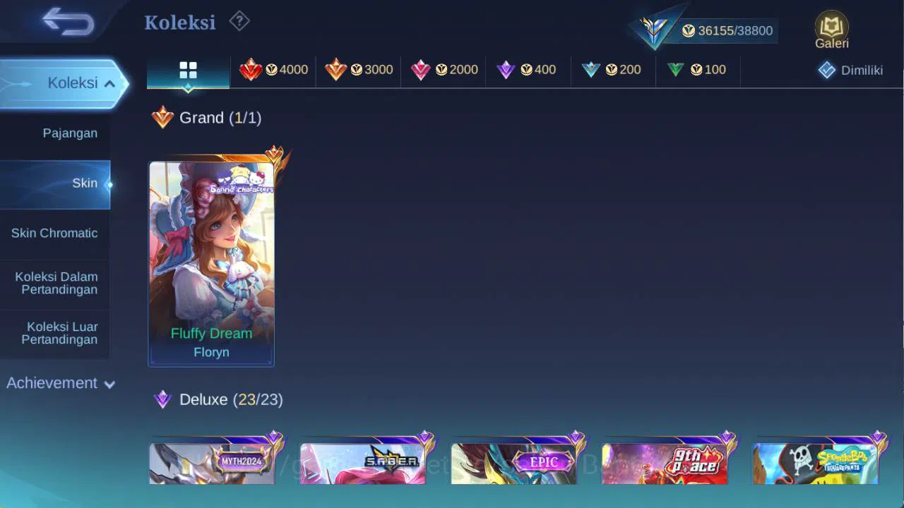 Mobile Legends: Bang Bang Accounts hero 111 skin 176 sanrio florin, saber rafaela, dr image 2