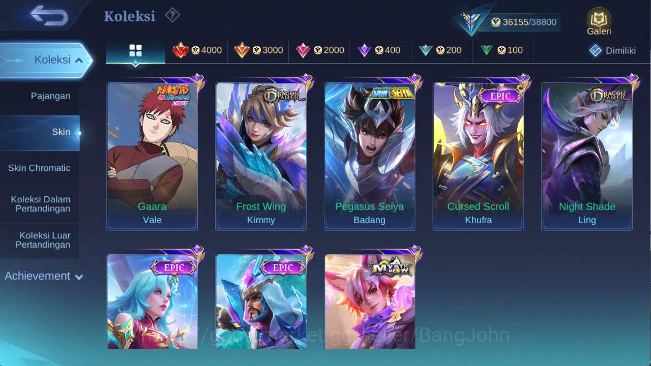 Mobile Legends: Bang Bang Accounts hero 111 skin 176 sanrio florin, saber rafaela, dr image 5
