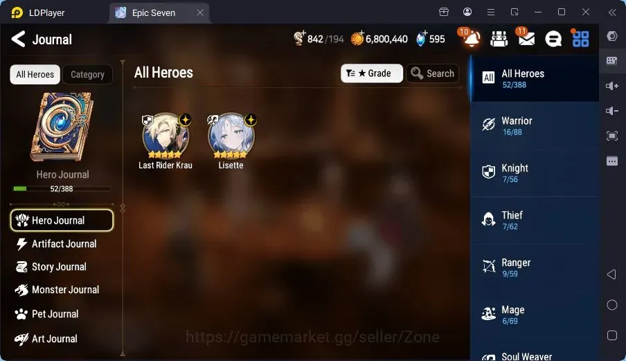 Epic Seven Accounts Starter Global Unverif|Best Starter|2ML(Lisette,LR Krau)|PoH+Bless ON|Side Story Locked|Theater 1