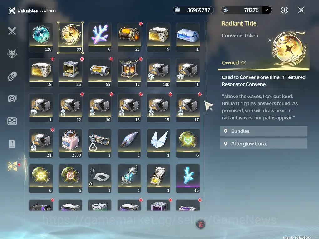Wuthering Waves Accounts Mid-Game SEA |UL 48|Ready Gacha|78,276 Astrite, 22 Radiant, 120 Lustrous Tide|2 Std Char|Female 1