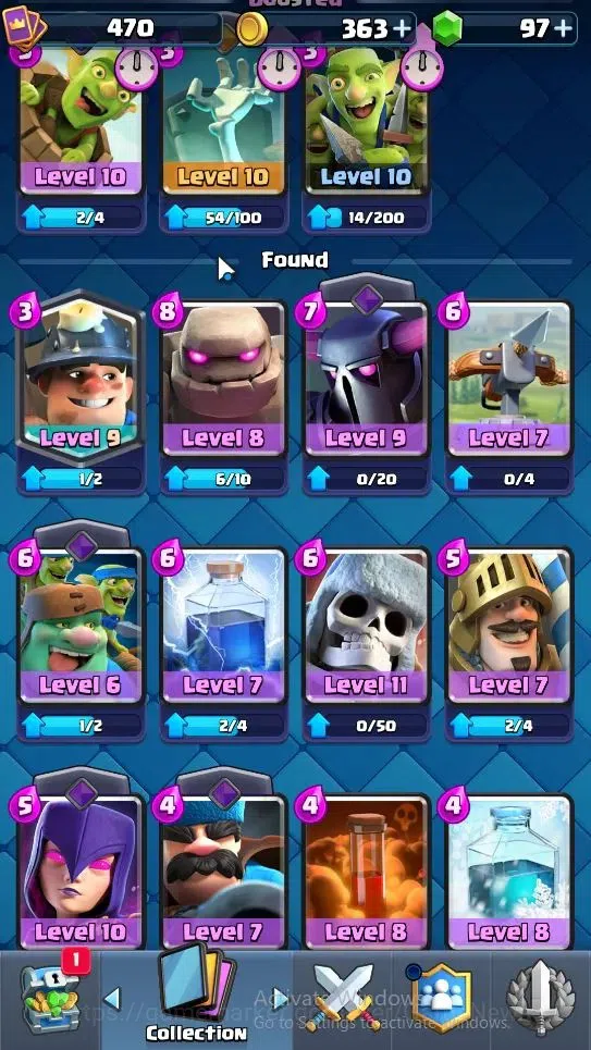 Clash Royale Accounts High-End Lvl 470|KTL 10|Trophy 3529|Card 58/121|1 Hero 4 EVO 1 Legend 15 Epic 20 Rare 22 Common|2 Wild 10