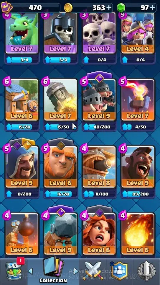 Clash Royale Accounts High-End Lvl 470|KTL 10|Trophy 3529|Card 58/121|1 Hero 4 EVO 1 Legend 15 Epic 20 Rare 22 Common|2 Wild 11