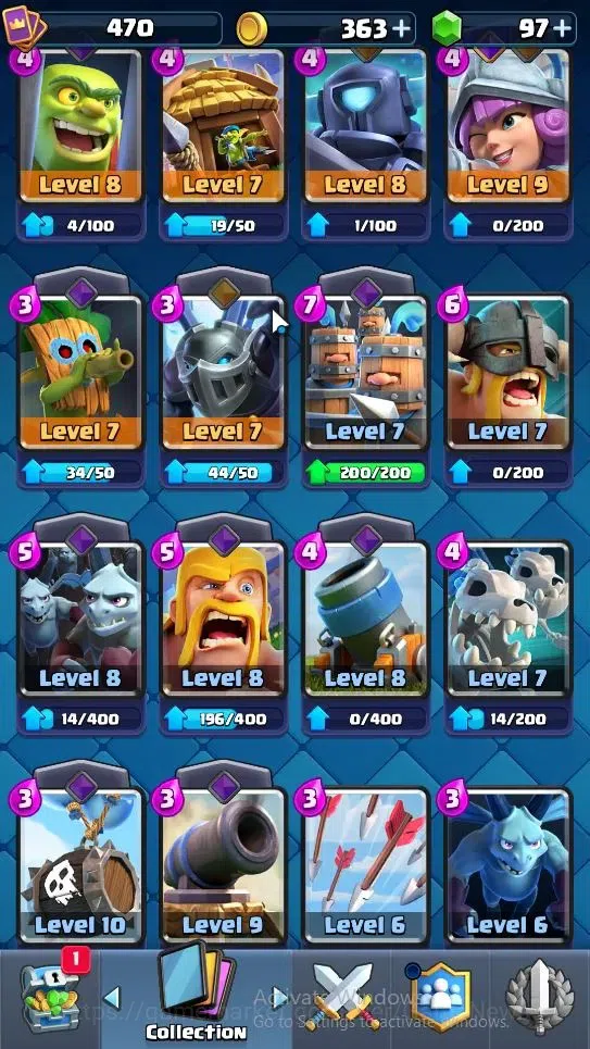 Clash Royale Accounts High-End Lvl 470|KTL 10|Trophy 3529|Card 58/121|1 Hero 4 EVO 1 Legend 15 Epic 20 Rare 22 Common|2 Wild 12