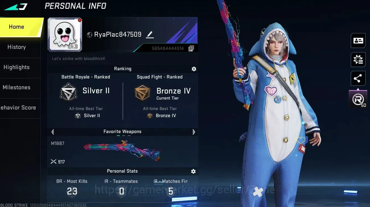 Blood Strike Accounts Others ASIA|1 ETER: M1887 Netherflame|1 Limited Striker|Playpal: Curly|8 Legendary|LogNetEase(BS619Z) 1