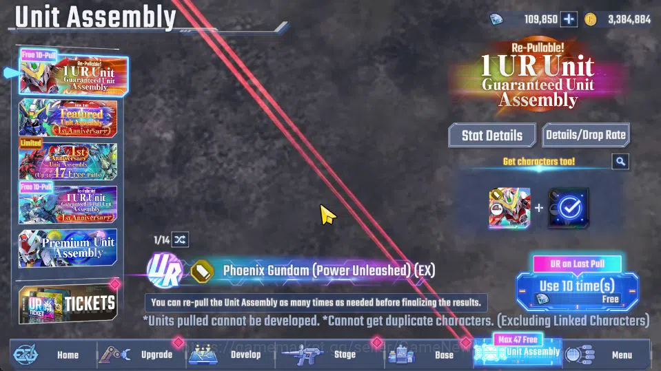 SD Gundam G Generation ETERNAL Accounts [Global]Rank 28|109K DM| 11 UR | Unicorn Destroy,BarbatosLB1,Phoenix PowerLB1,Strike 5