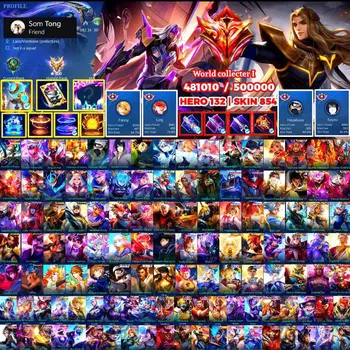 Mobile Legends: Bang Bang Accounts Smurf GLOBAL ID||400 STAR|| skin 854 || KOL AVATAR || 60+ WIN RATE