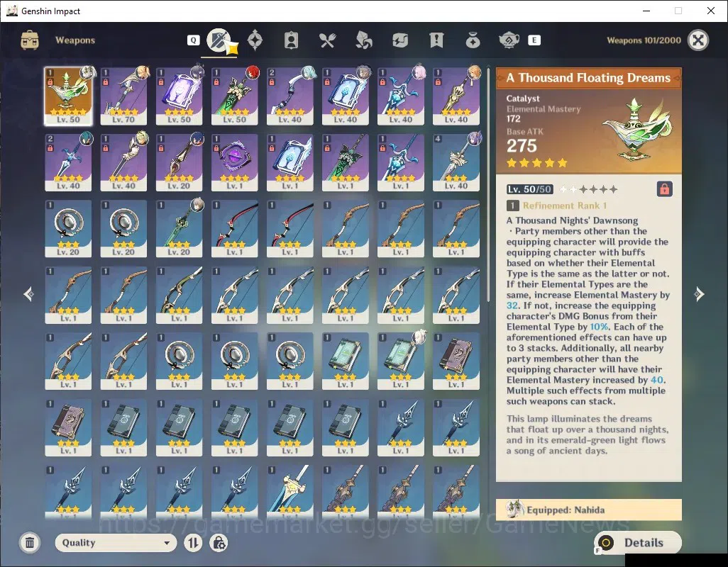 Genshin Impact Accounts Asia|AR 38|Rate On|2 Limited + 1 (*5 Weapon)|Nahid image 2