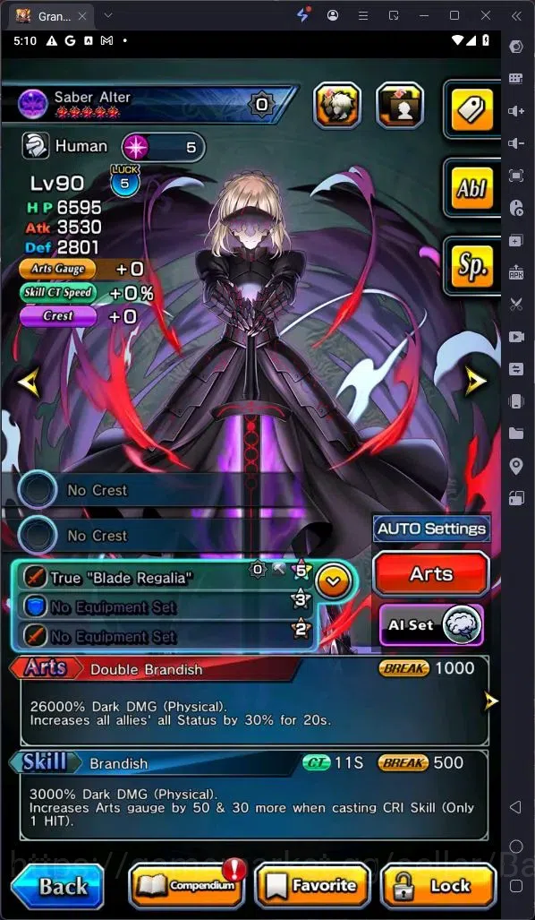 Grand Summoners Accounts Global | Rank 1 | Collab Saber Alter Lv90 TW | Col image 1