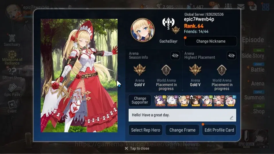 Epic Seven Accounts GLOBAL Unverif|New Era|13 ML(Salome,BArunka,LOTSca image 2